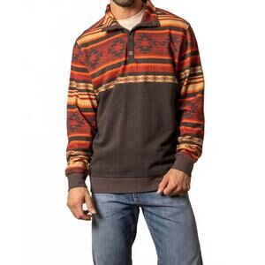 NEW KIMES tack half button pullover sweatshirt in brown